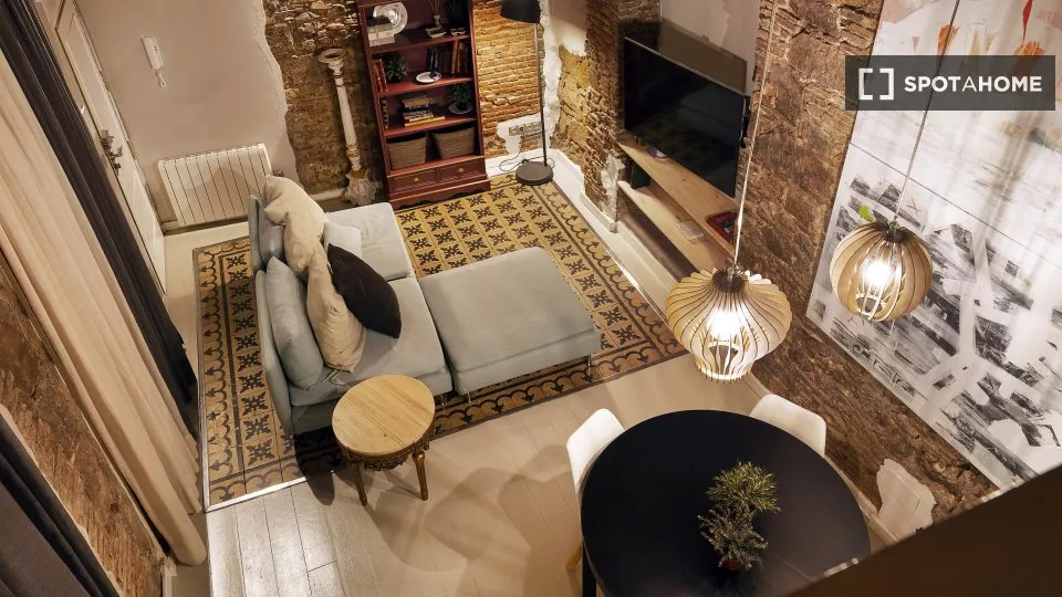 Sala d'estar de Pis de lloguer en  Barcelona Capital amb Aire condicionat, Calefacció i Moblat