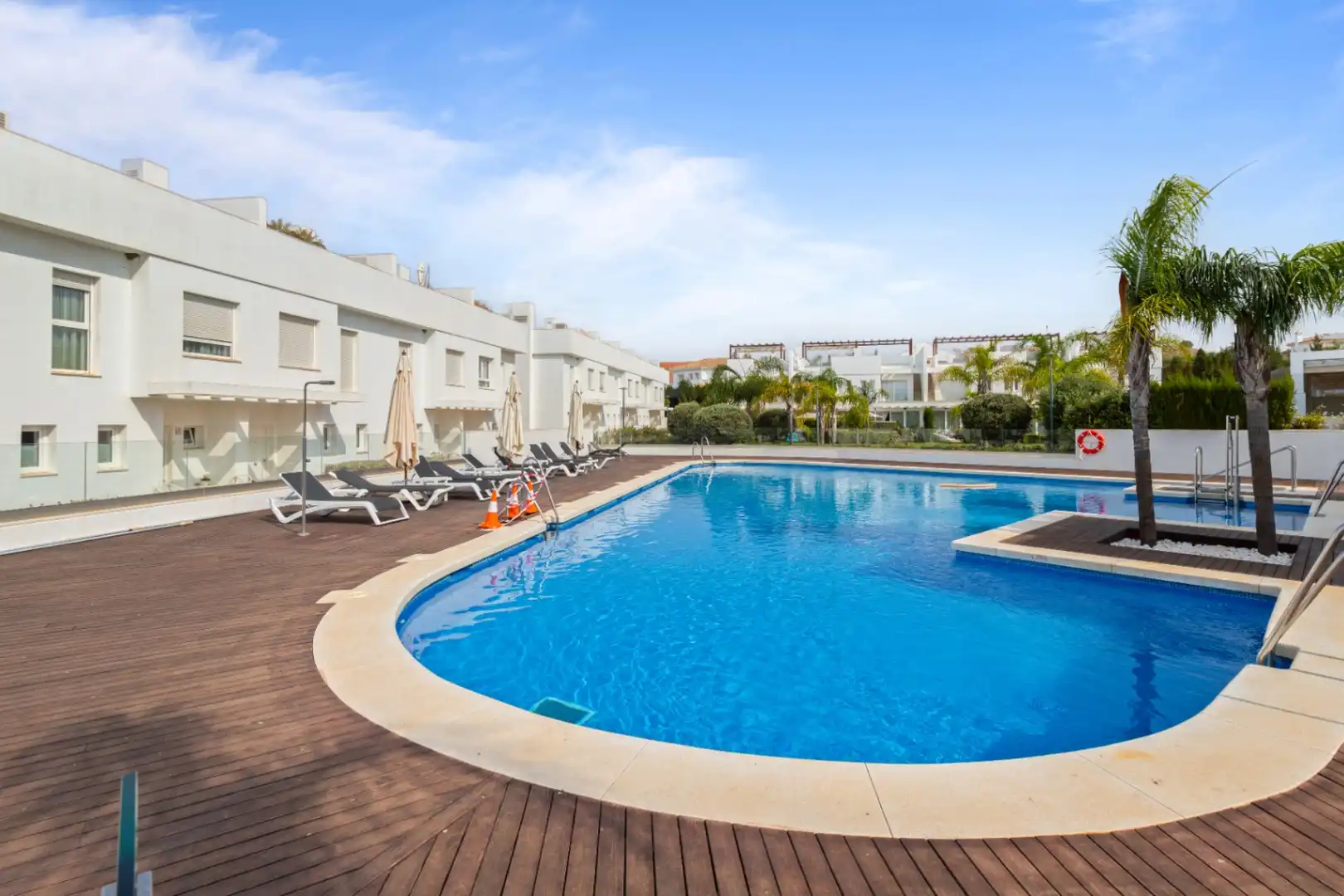 Piscina de Casa adosada de lloguer en Mijas amb Aire condicionat, Calefacció i Terrassa