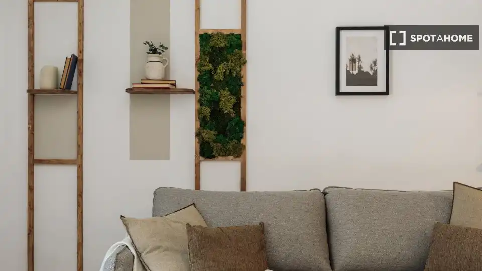 Sala de estar de Piso de alquiler en Barcelona con Aire acondicionado, Calefacción y Amueblado