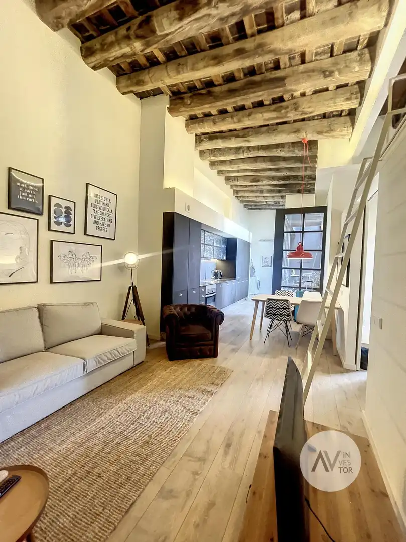 Sala de estar de Ático de alquiler en Barcelona con Aire acondicionado, Calefacción y Terraza