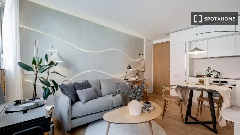 Sala d'estar de Apartament per a compartir en Madrid amb Aire condicionat, Terrassa i Moblat