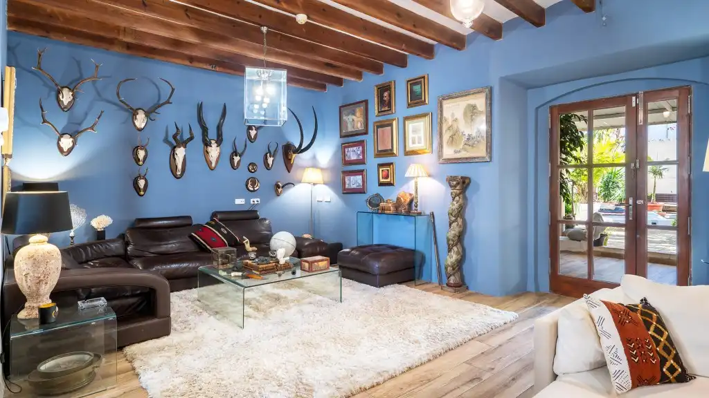 Sala de estar de Finca rústica en venta en  Palma de Mallorca con Aire acondicionado, Jardín privado y Terraza