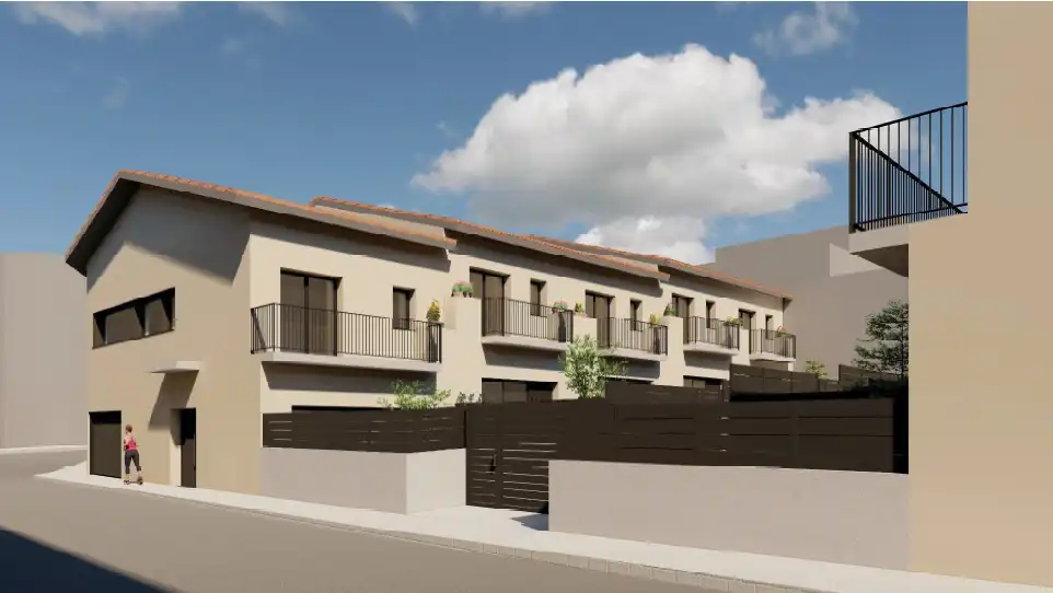 Vista exterior de Casa adosada en venta en Torelló con Calefacción, Jardín privado y Parquet