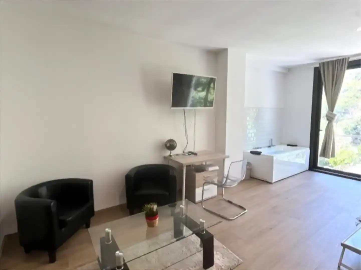 Sala d'estar de Pis en venda en Monistrol de Montserrat amb Aire condicionat, Jardí privat i Moblat