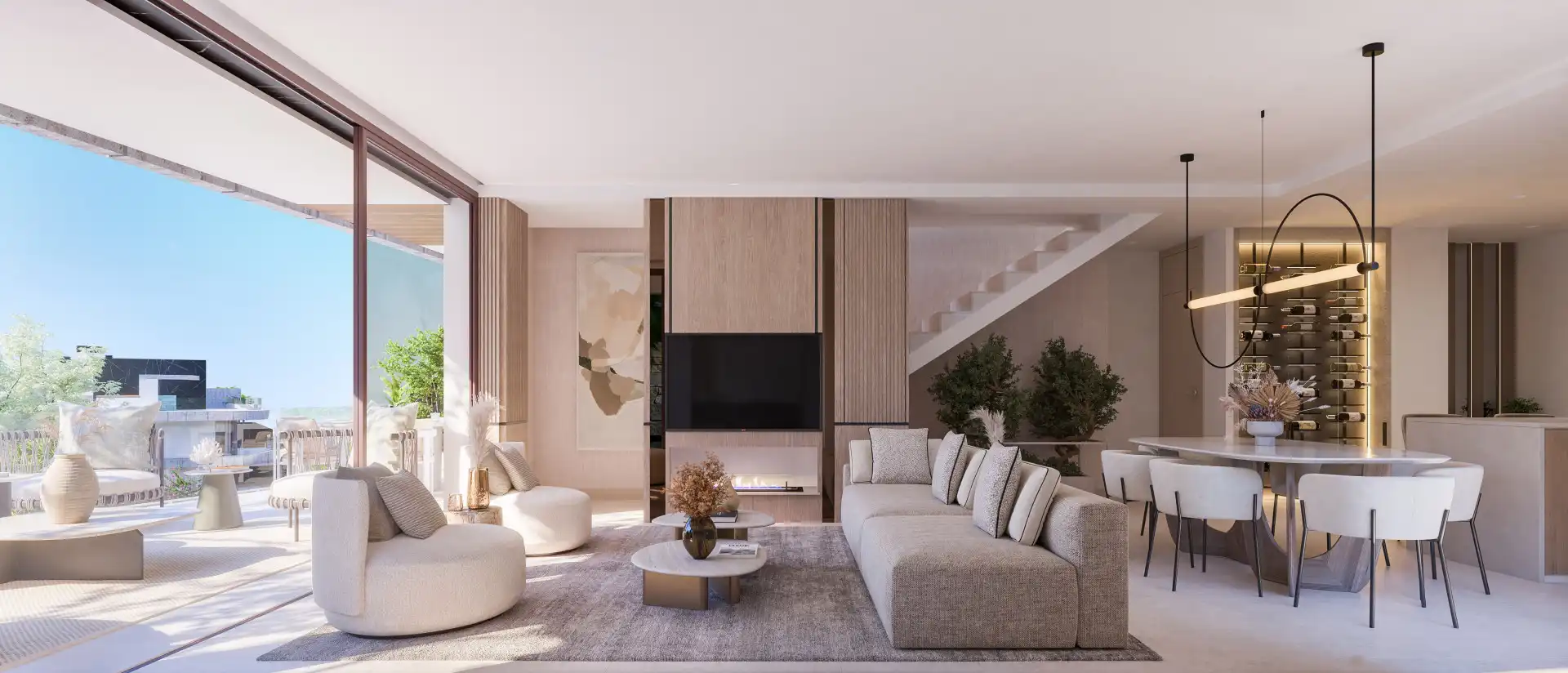 Sala d'estar de Àtic en venda en Marbella amb Aire condicionat, Terrassa i Piscina