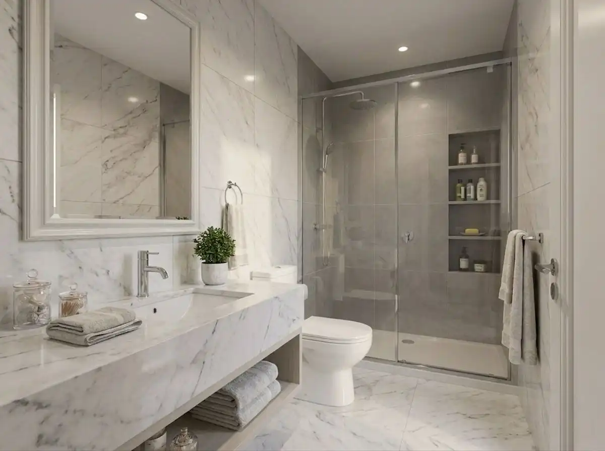 Badezimmer von Wohnung zum Verkauf in Boiro mit Heizung, Abstellraum und Balkon