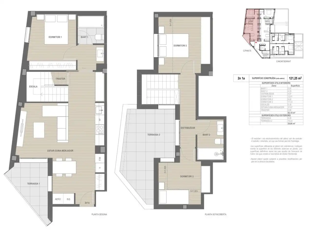 Maisonette zum Verkauf in Terrassa mit Klimaanlage, Heizung und Parkett