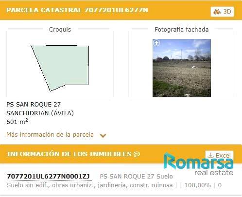 Terreno residencial en Venta en San Roque en Sanchidrián