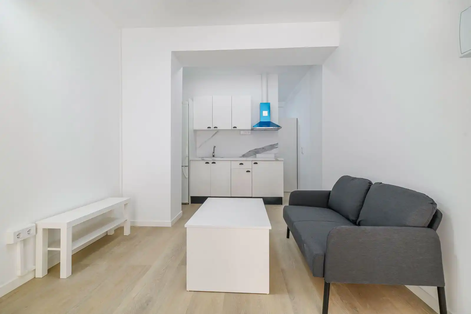 Sala d'estar de Estudi en venda en L'Hospitalet de Llobregat amb Moblat