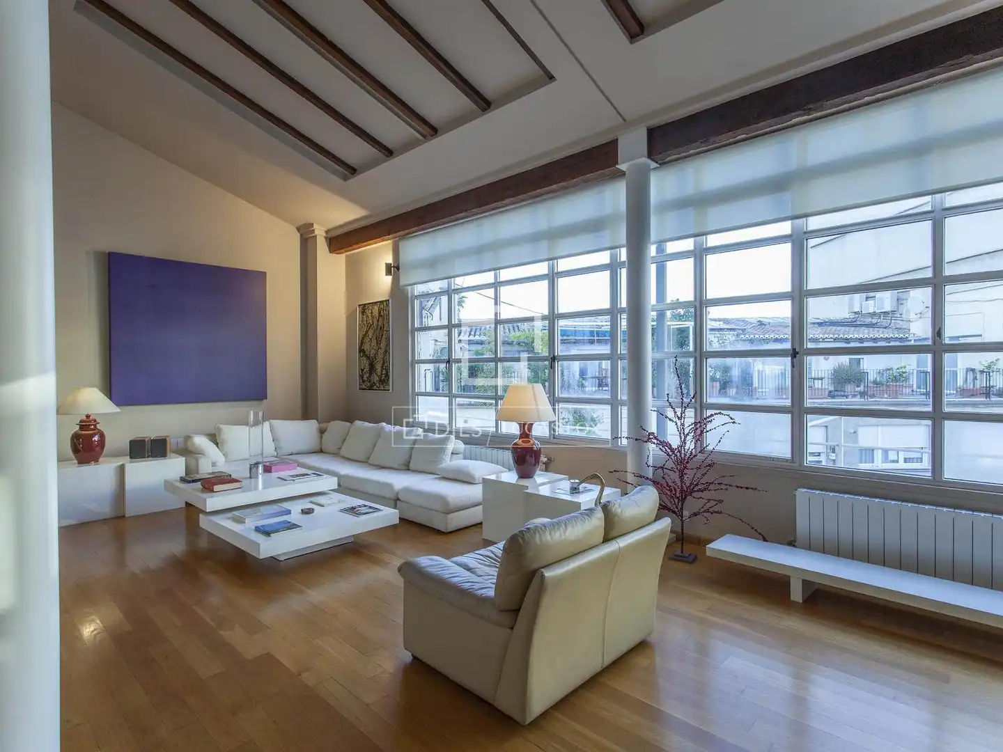 Wohnzimmer von Dachboden zur Miete in Valencia mit Klimaanlage, Heizung und Parkett