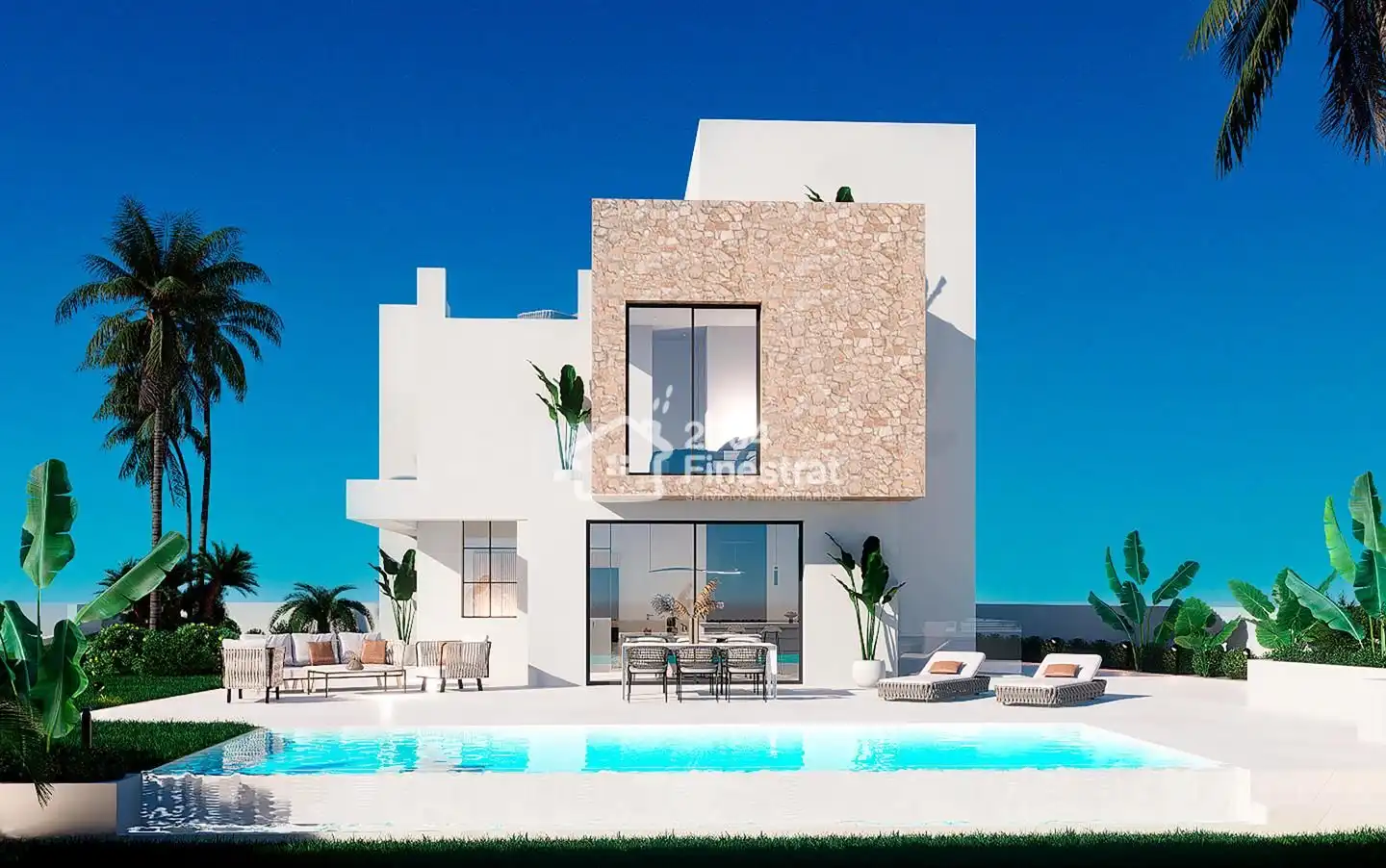 Vista exterior de Casa o xalet en venda en Finestrat amb Aire condicionat, Jardí privat i Terrassa