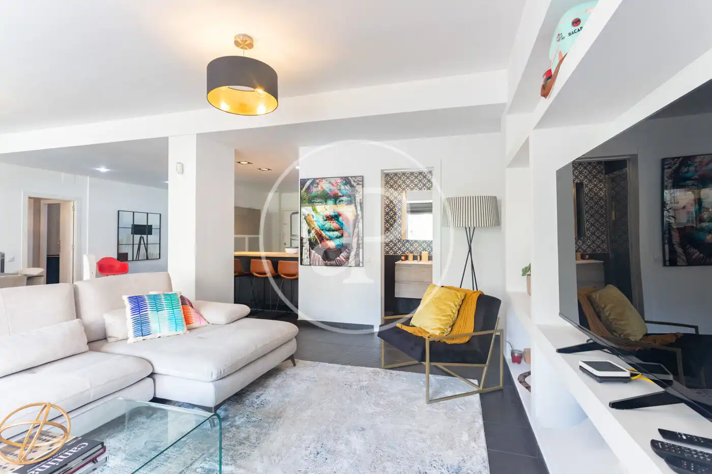 Living room of Flat for rent in Barcelona  with Air Conditioner, Heating and Private garden