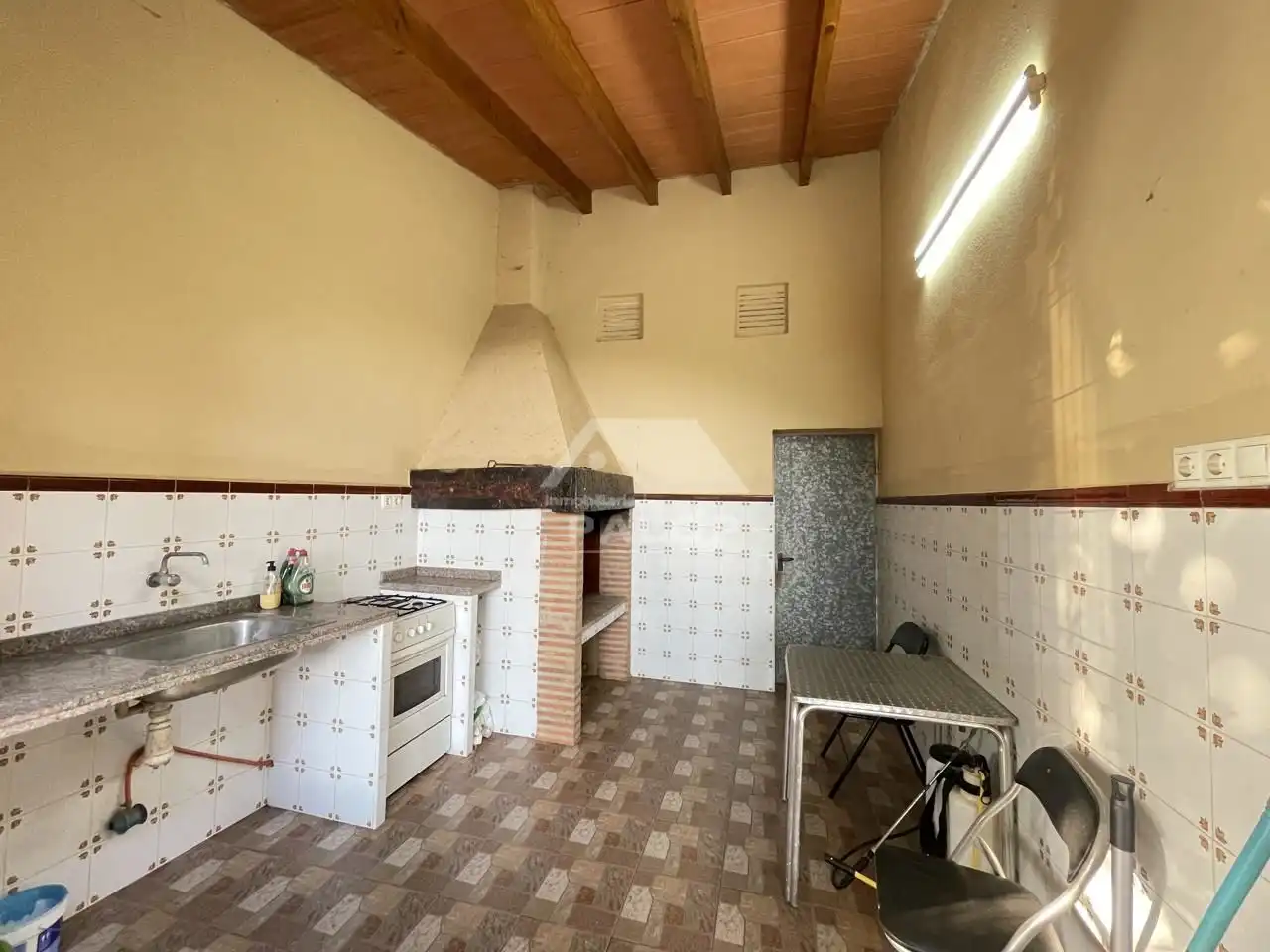 Cocina de Finca rústica en venta en La Pobla Llarga con Aire acondicionado, Jardín privado y Terraza