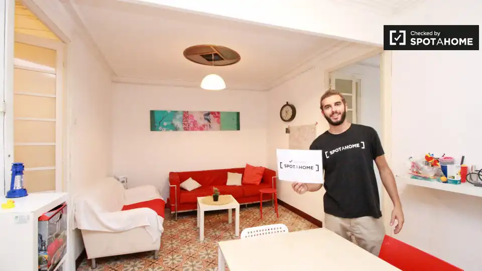 Living room of Flat for share in Barcelona  with Air Conditioner, Heating and Furnished