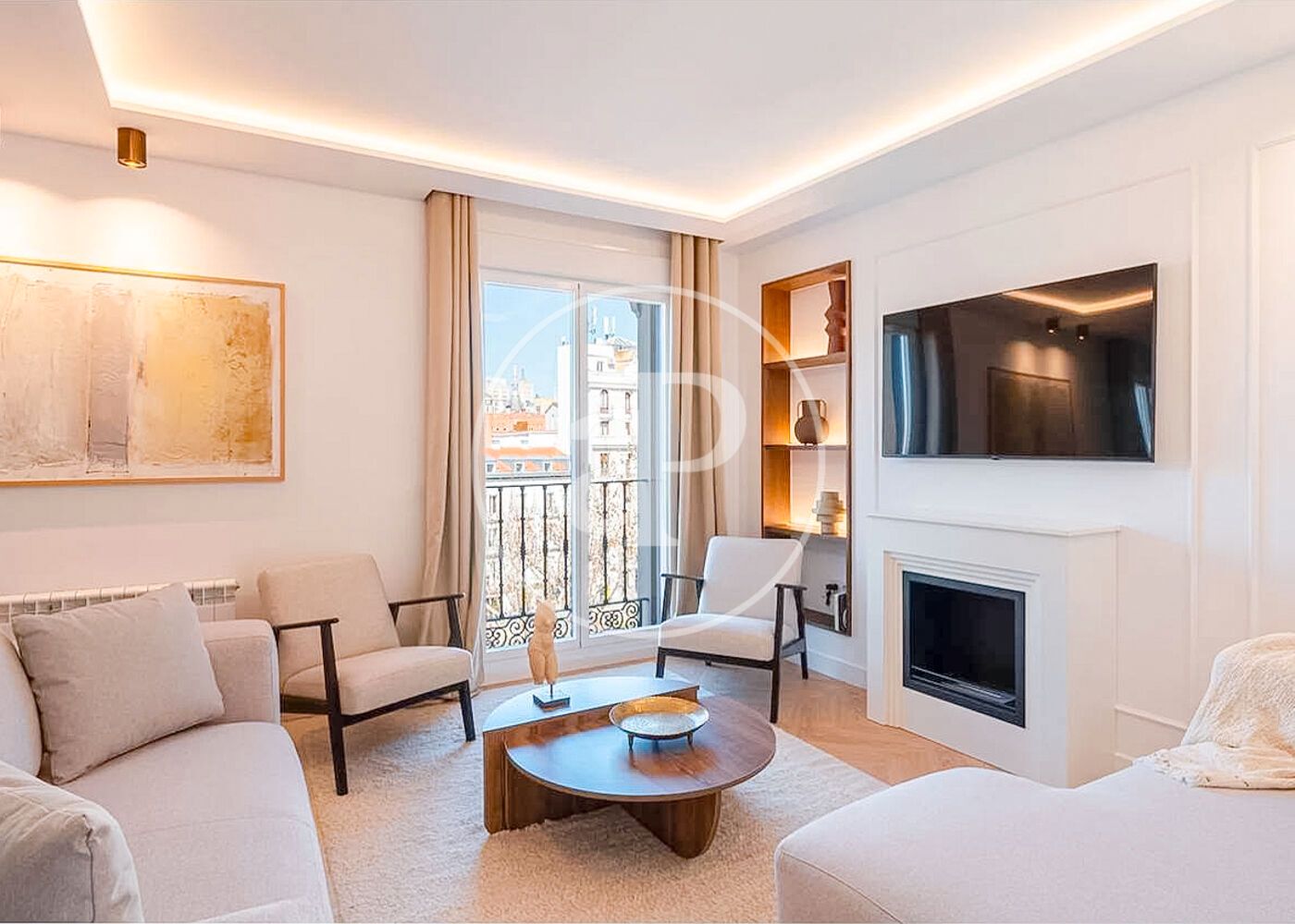 Living room of Flat for sale in  Madrid Capital  with Air Conditioner, Heating and Furnished