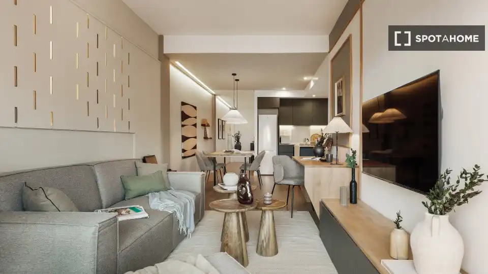 Living room of Flat for rent in Barcelona  with Air Conditioner, Heating and Furnished