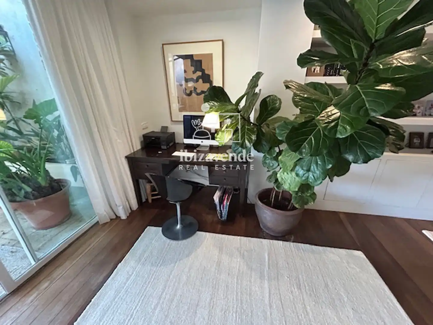 Wohnzimmer von Einfamilien-Reihenhaus zur Miete in Santa Eulària des Riu mit Klimaanlage, Heizung und Parkett