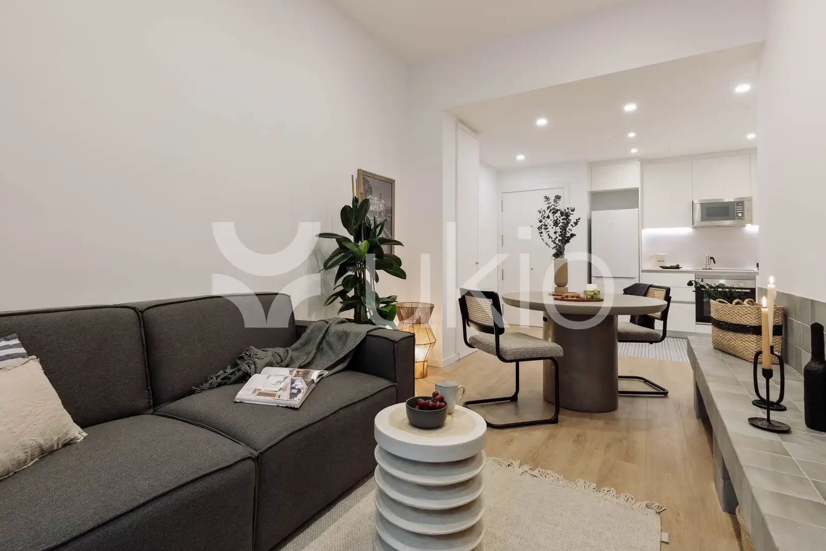 Sala de estar de Apartamento de alquiler en  Barcelona Capital con Aire acondicionado, Calefacción y Terraza