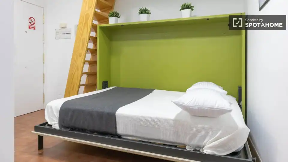 Bedroom of Study for share in Madrid  with Air Conditioner, Heating and Terrace