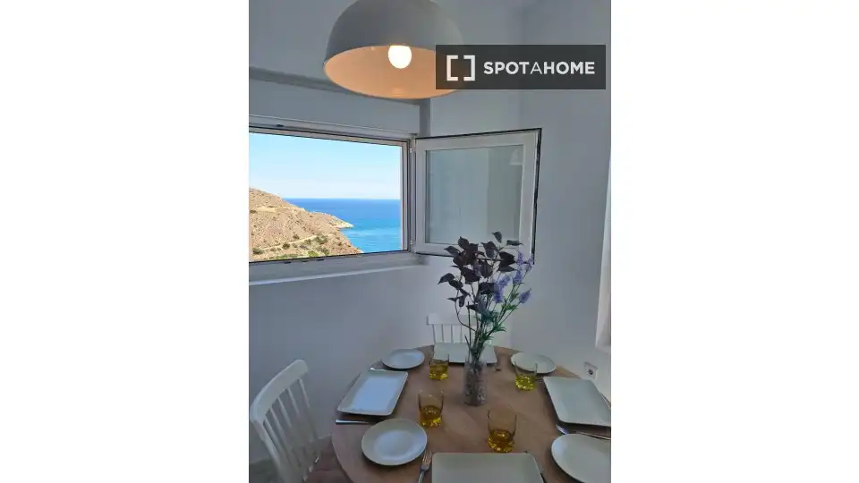 Menjador de Apartament per a compartir en Benidorm amb Aire condicionat, Terrassa i Moblat