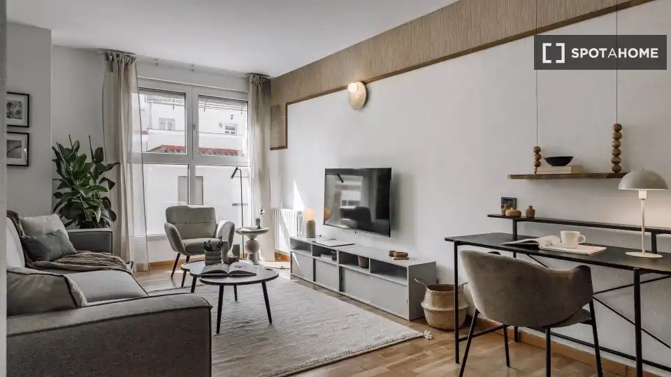 Living room of Flat for rent in Madrid  with Air Conditioner, Heating and Furnished