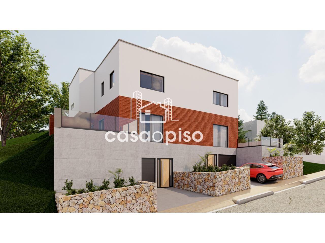 Exterior view of Single-family semi-detached for sale in Terrassa  with Air Conditioner, Heating and Private garden