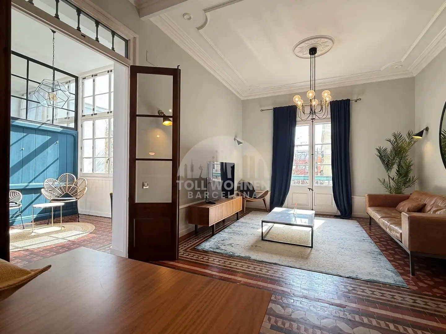 Wohnzimmer von Wohnung zur Miete in Barcelona mit Klimaanlage, Heizung und Terrasse