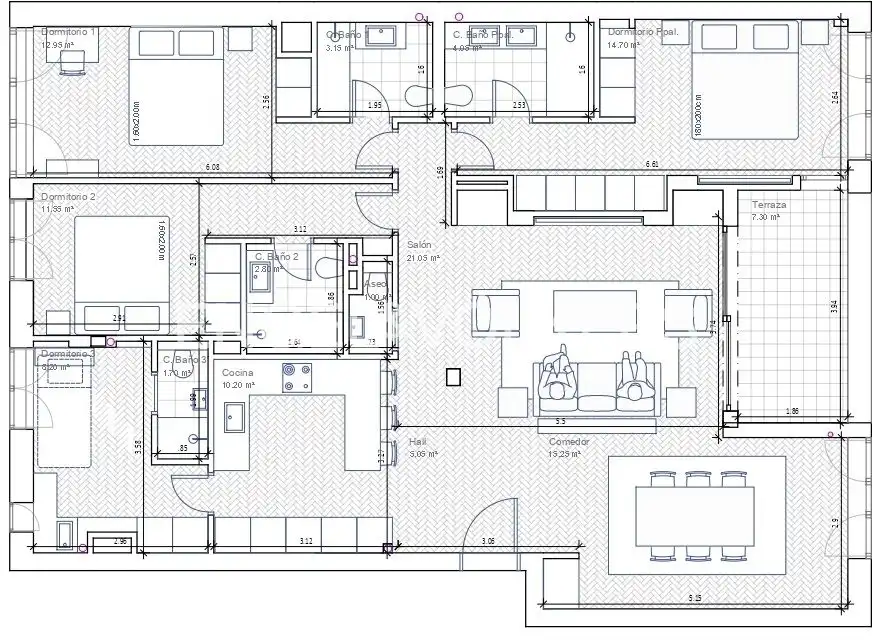 Wohnung zur Miete in Madrid mit Klimaanlage, Heizung und Privatgarten