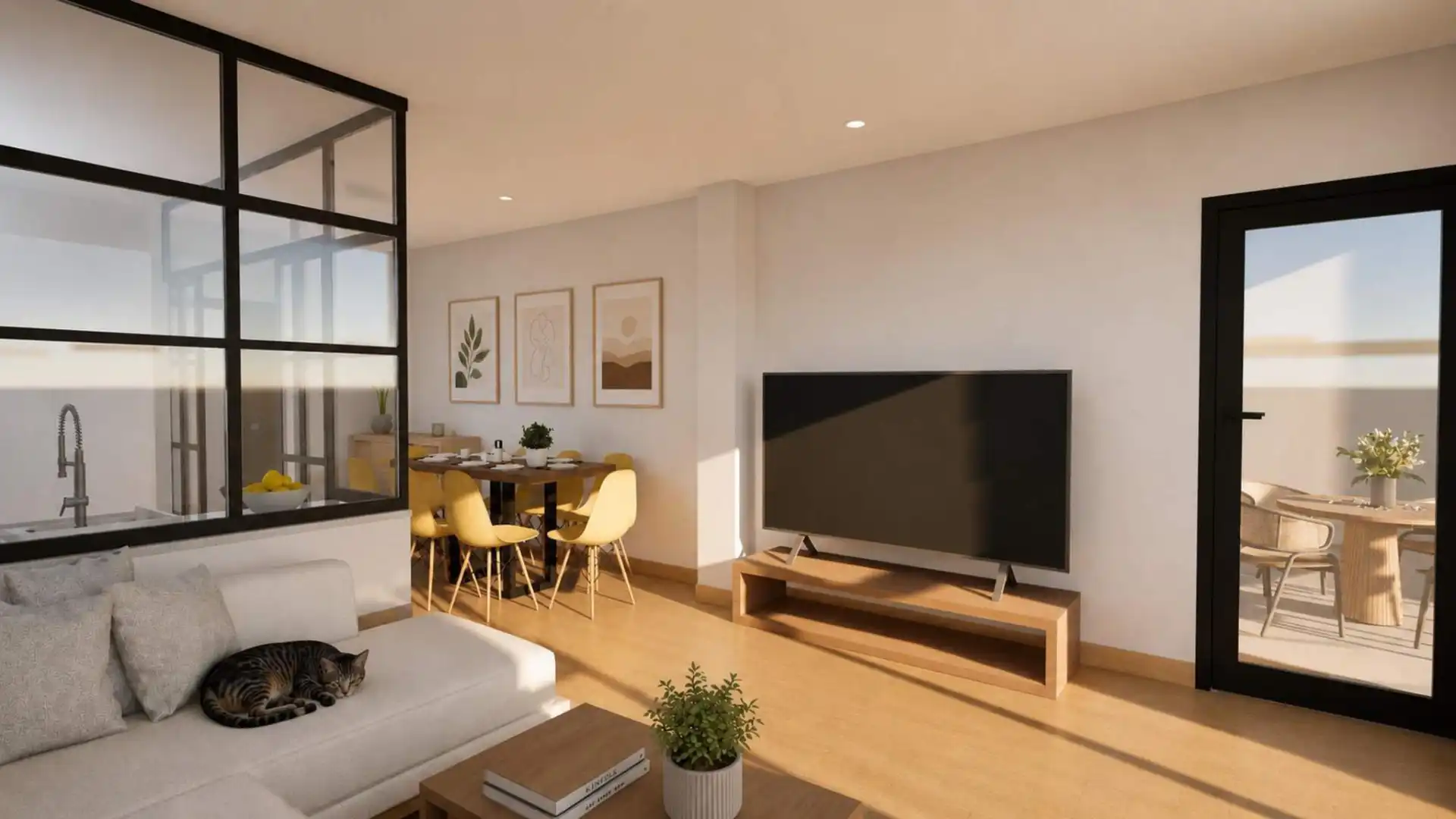 Living room of Flat for sale in Marín  with Heating, Parquet flooring and Terrace