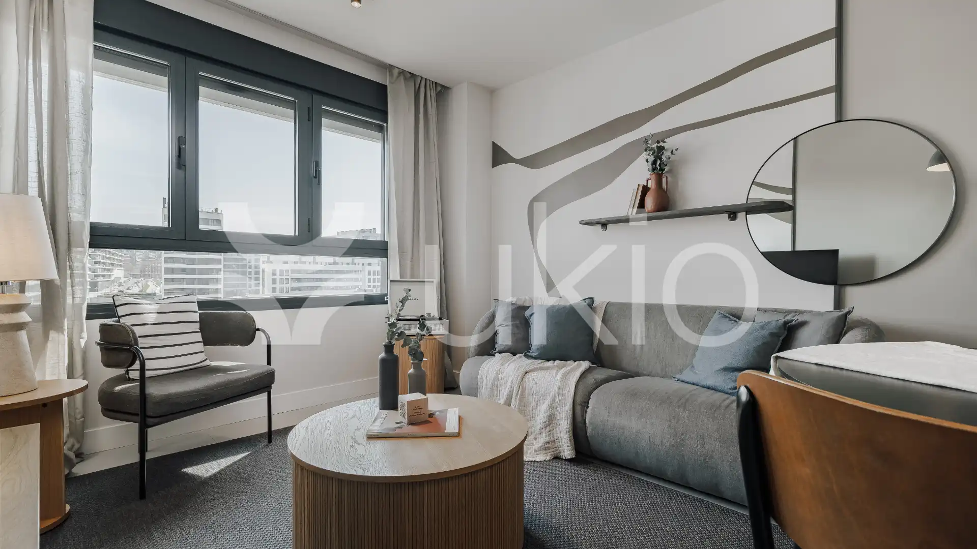 Sala de estar de Apartamento de alquiler en  Madrid Capital con Aire acondicionado, Calefacción y Amueblado
