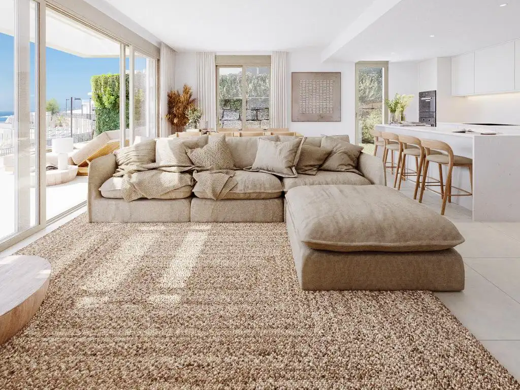 Sala d'estar de Casa adosada en venda en Mijas amb Aire condicionat, Jardí privat i Terrassa