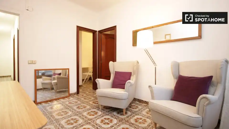 Wohnzimmer von Wohnung zur Miete in  Barcelona Capital mit Klimaanlage, Heizung und Möbliert