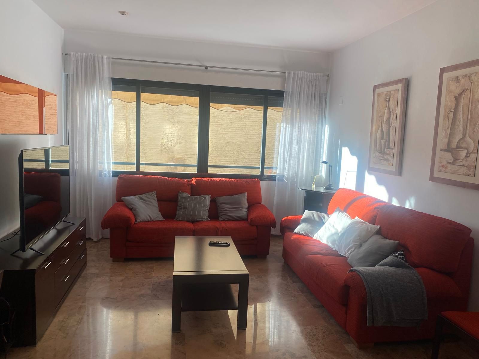 Living room of Flat to rent in  Valencia Capital  with Air Conditioner, Terrace and Furnished