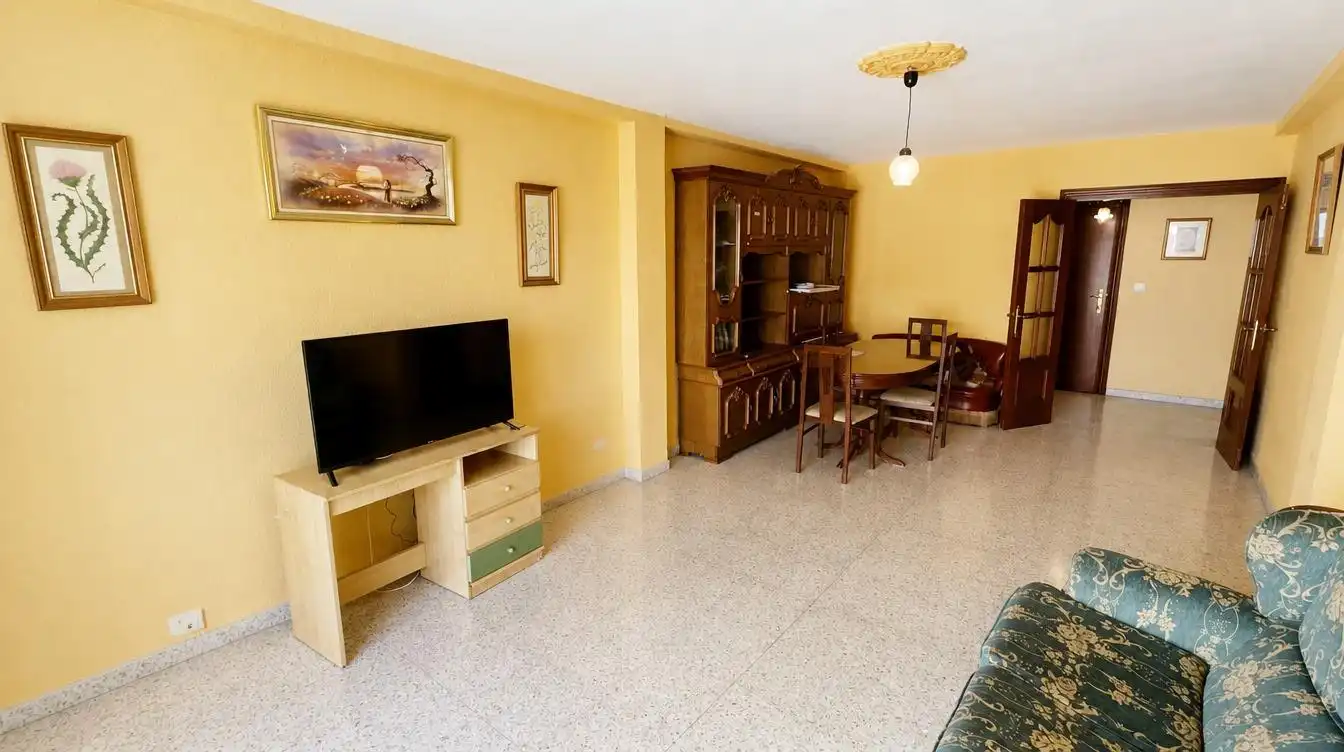 Living room of Flat for sale in Granada  with Heating, Furnished and Balcony