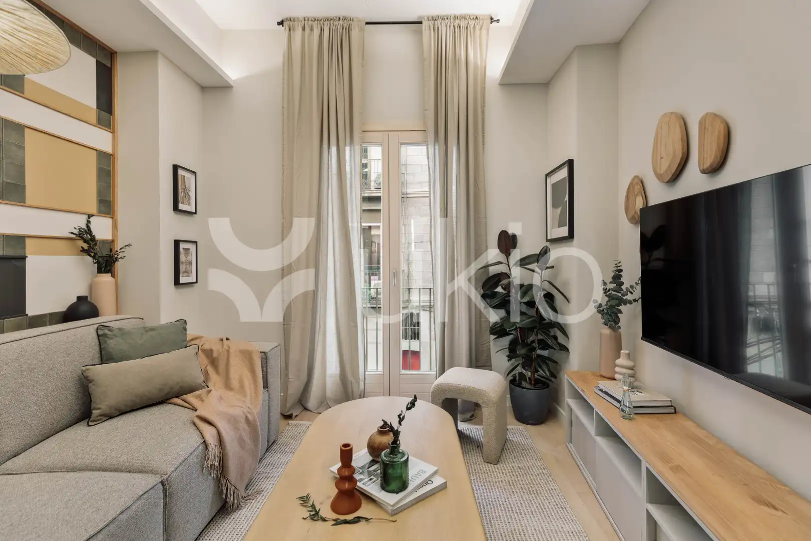 Sala de estar de Apartamento de alquiler en Barcelona con Aire acondicionado, Calefacción y Terraza