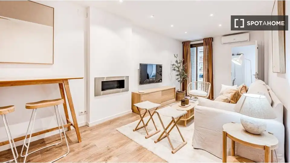 Sala de estar de Piso de alquiler en Barcelona con Aire acondicionado, Calefacción y Amueblado