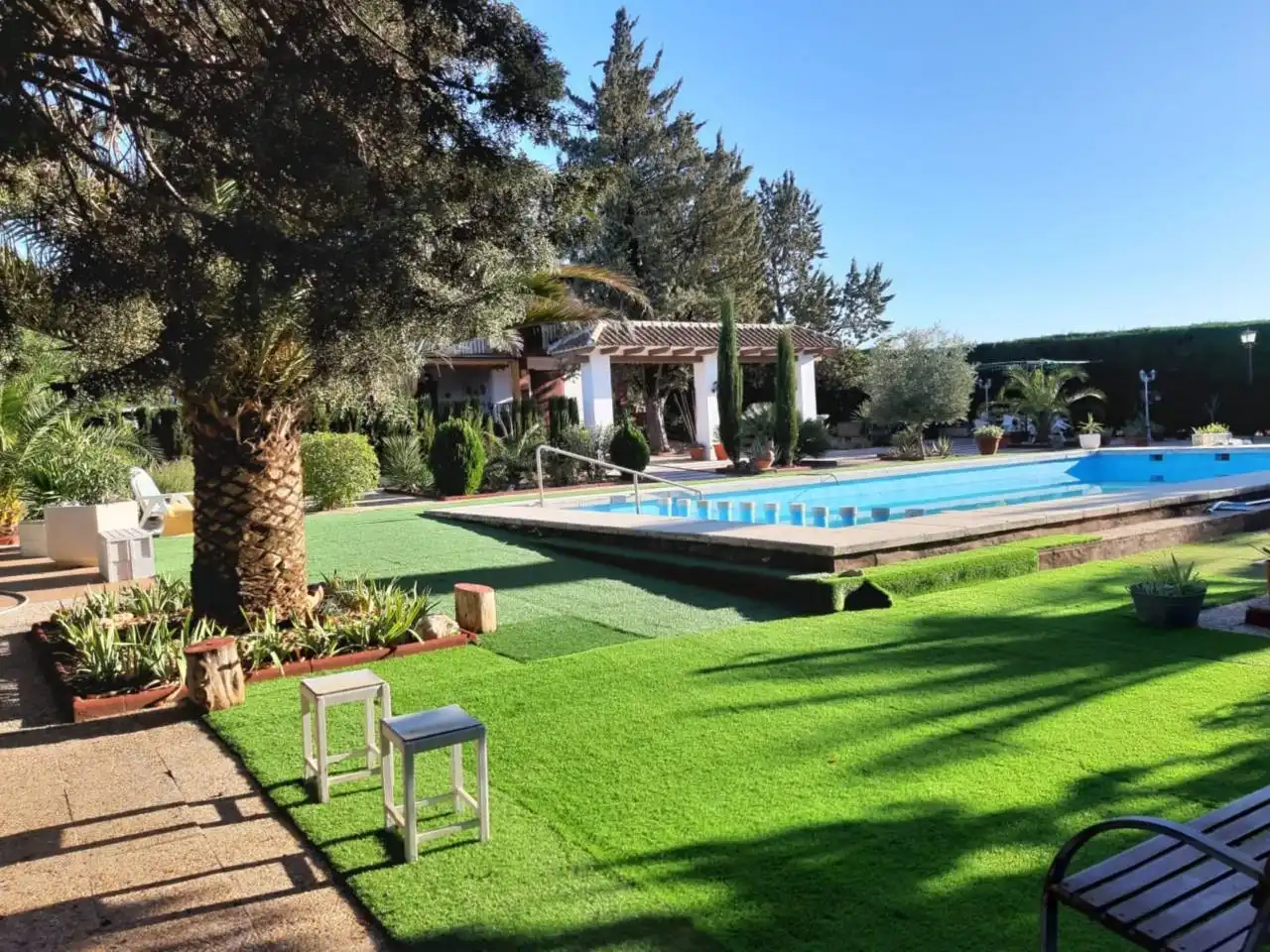 Piscina de Finca rústica en venta en Pozuelo de Calatrava con Aire acondicionado, Jardín privado y Terraza