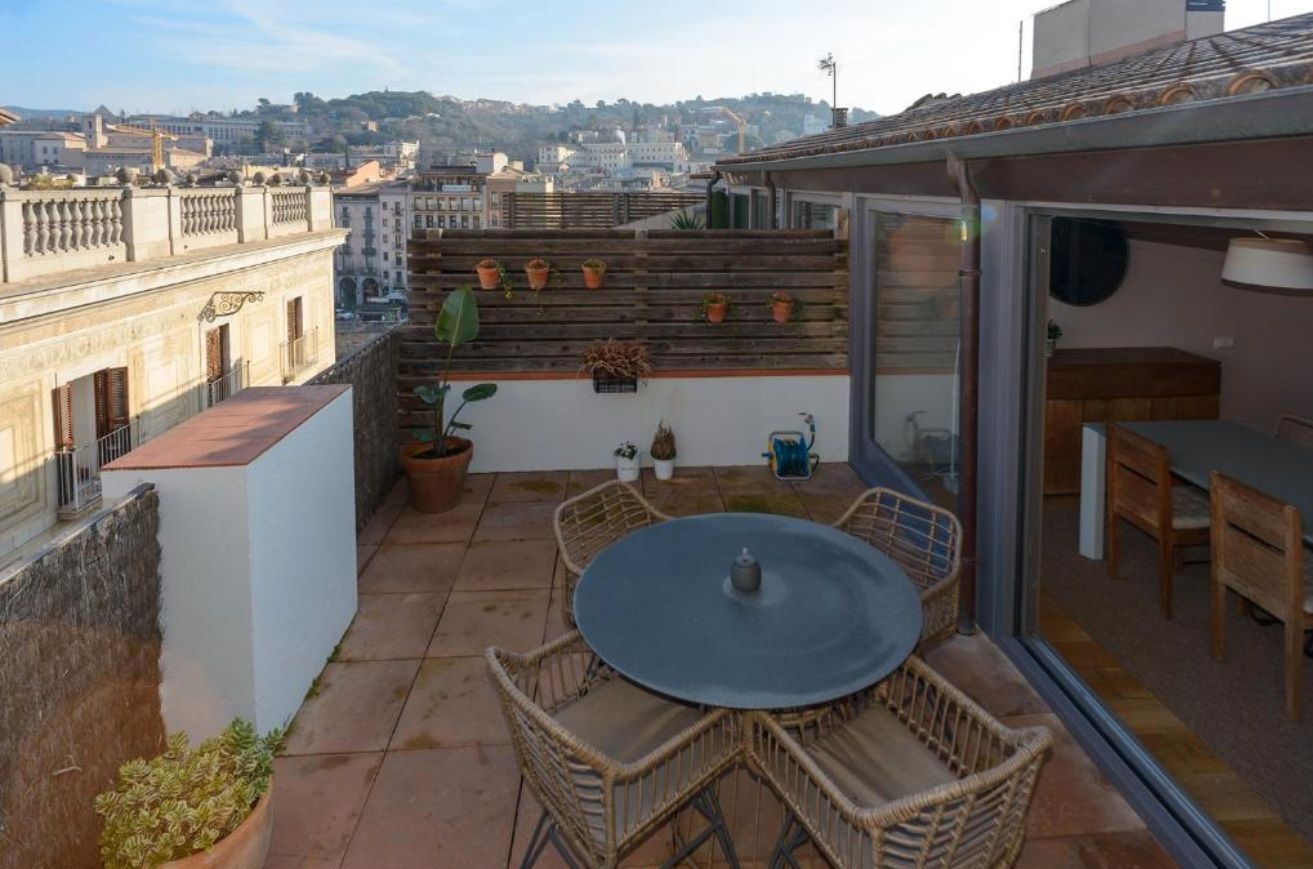 Terrace of Apartment to rent in Girona Capital  with Air Conditioner, Heating and Parquet flooring