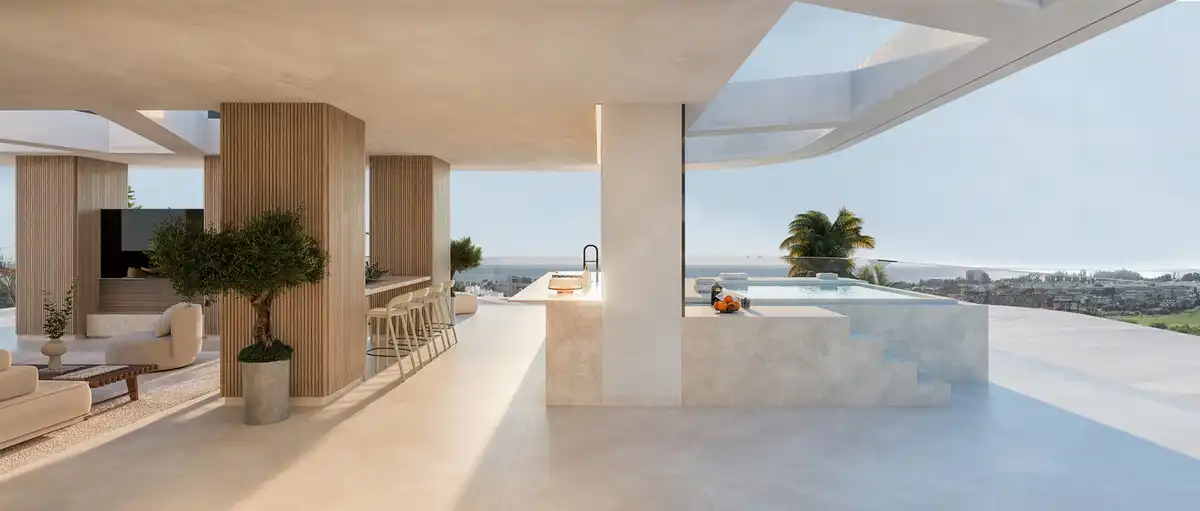 Terrasse von Erdgeschoss zum Verkauf in Estepona mit Privatgarten, Terrasse und Abstellraum