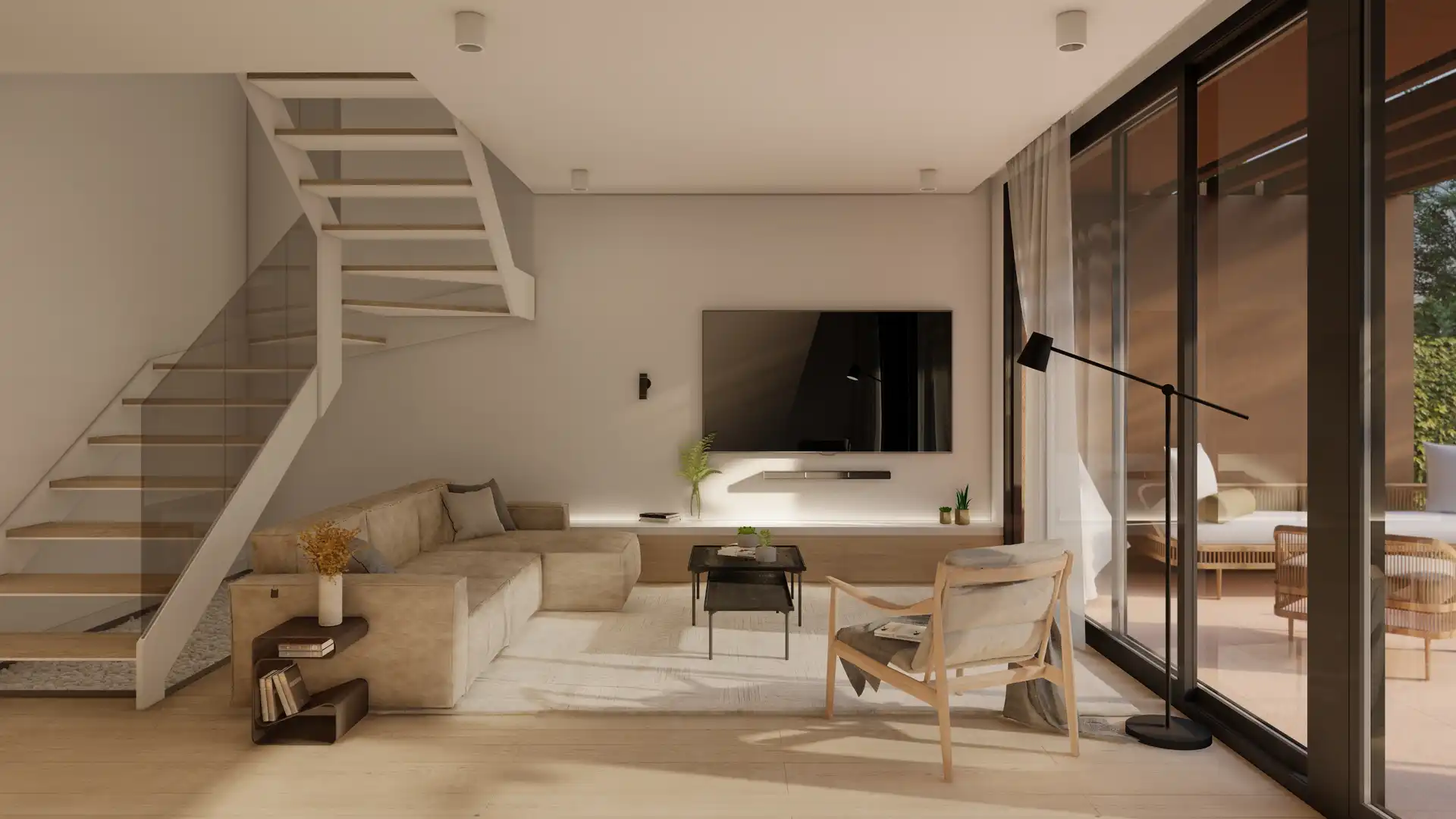 Sala de estar de Casa adosada en venta en El Vendrell con Calefacción, Jardín privado y Piscina