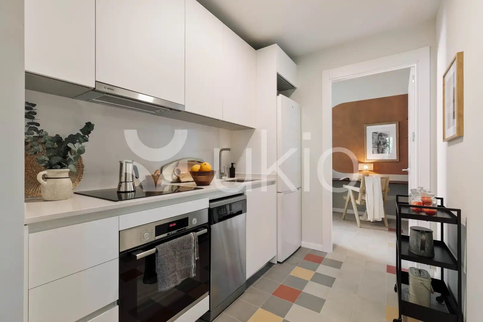 Cocina de Apartamento de alquiler en Barcelona con Aire acondicionado, Calefacción y Amueblado