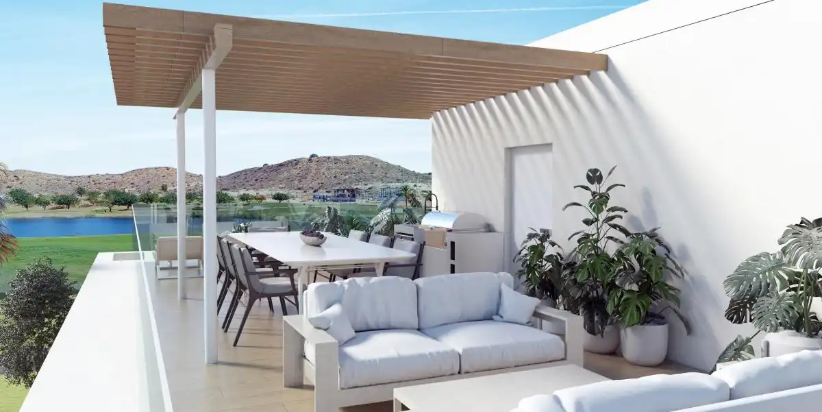 Terrasse von Einfamilien-Reihenhaus zum Verkauf in Monforte del Cid mit Klimaanlage, Terrasse und Schwimmbad