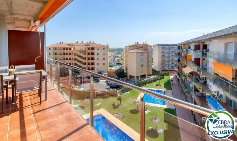 Terrace of Apartments for sale in Roses  with Air Conditioner and Furnished