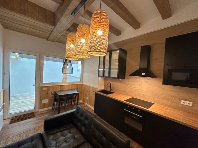 Kitchen of Apartment for rent in Santiago de Compostela   with Heating, Parquet flooring and Terrace