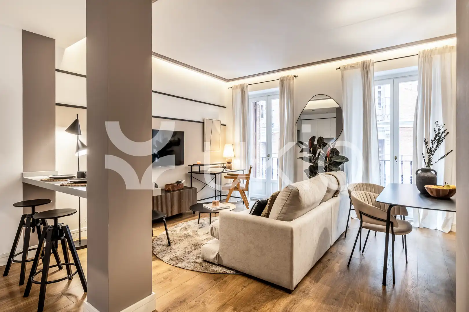 Wohnzimmer von Wohnungen zur Miete in Madrid mit Klimaanlage, Heizung und Möbliert