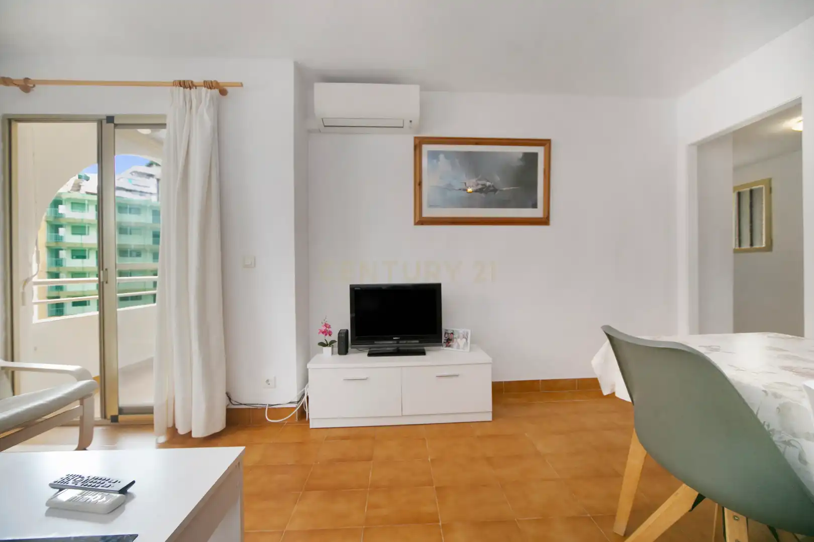 Sala d'estar de Apartament de lloguer en Calpe / Calp amb Aire condicionat, Rentadora i Microones
