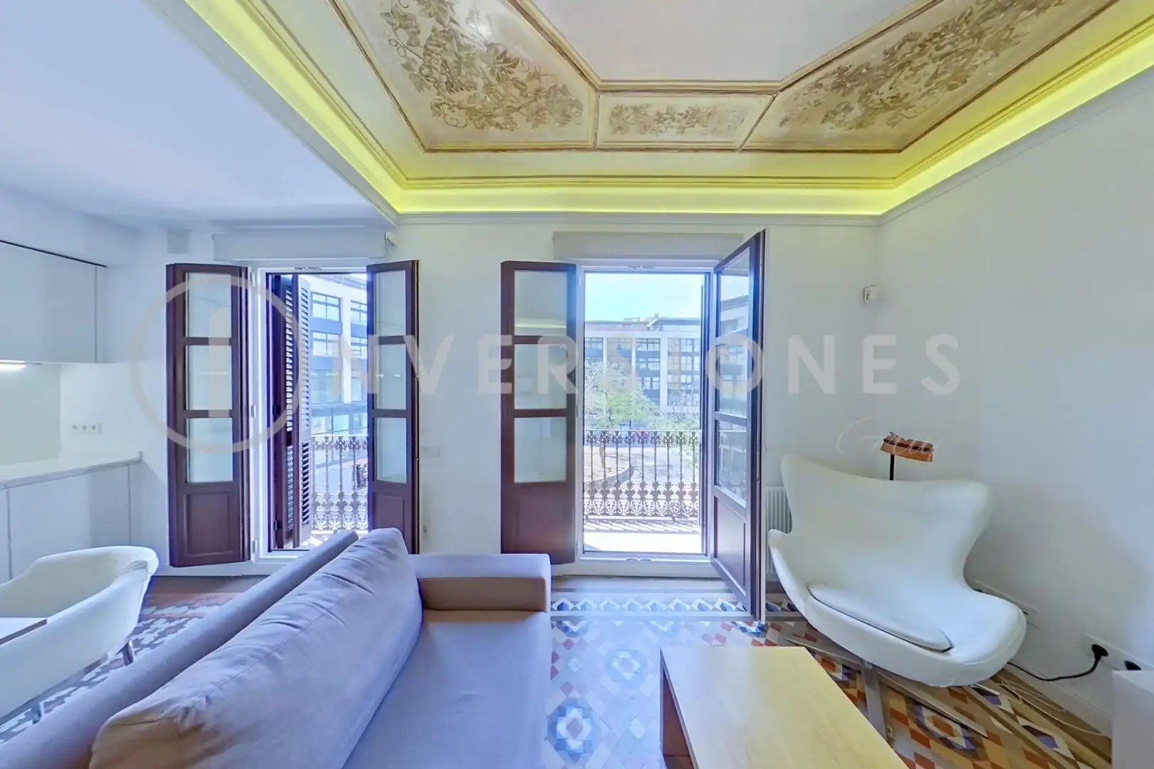 Sala de estar de Apartamento de alquiler en Barcelona con Aire acondicionado, Calefacción y Terraza