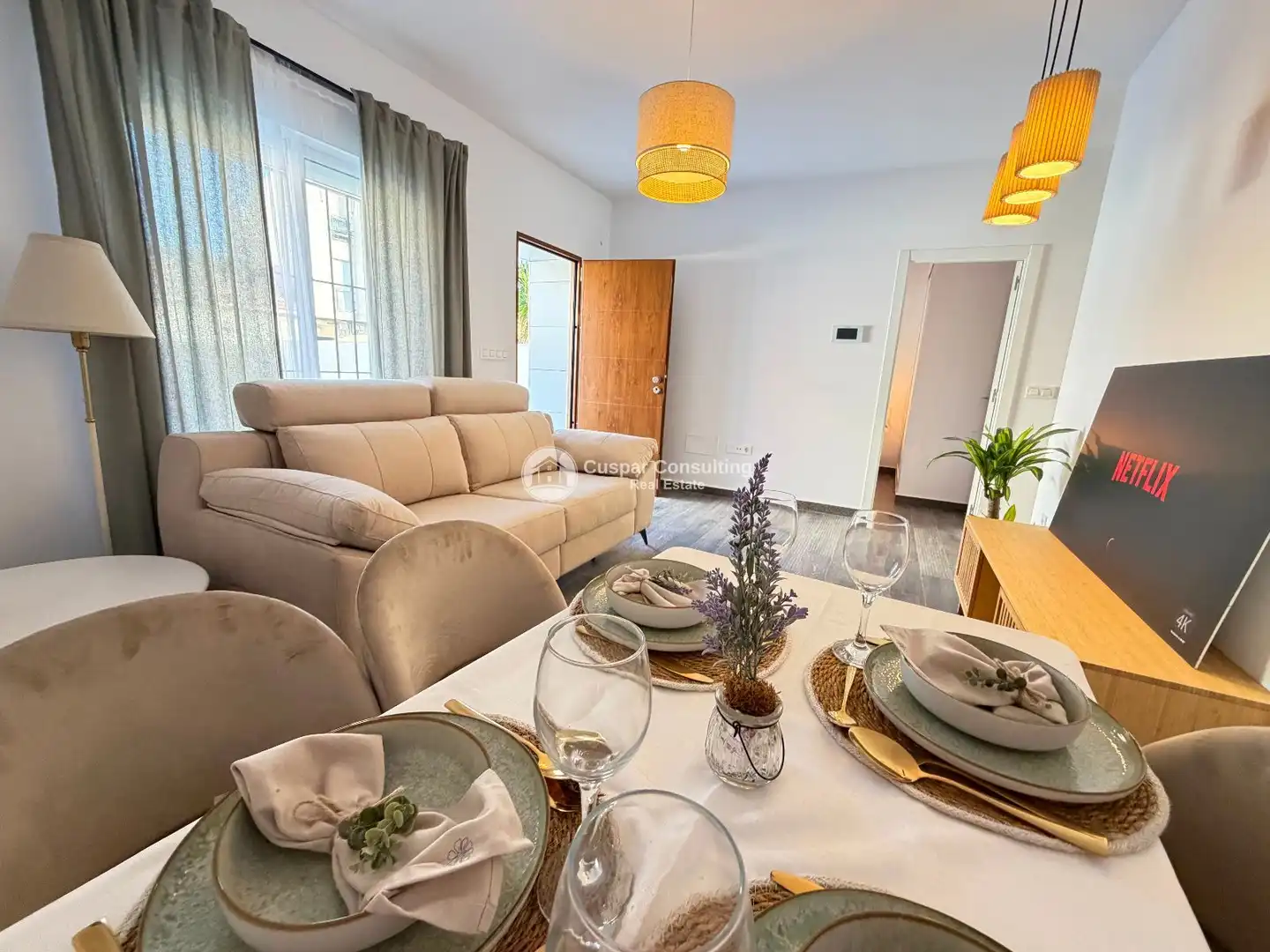 Esszimmer von Einfamilien-Reihenhaus zur Miete in San Javier mit Klimaanlage, Heizung und Privatgarten