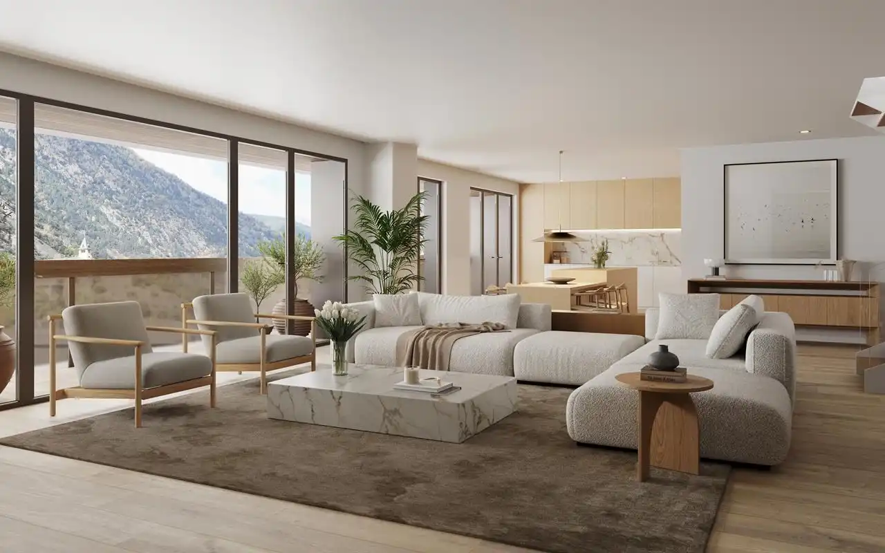 Sala de estar de Dúplex en venta en Escaldes – Engordany con Calefacción y Terraza