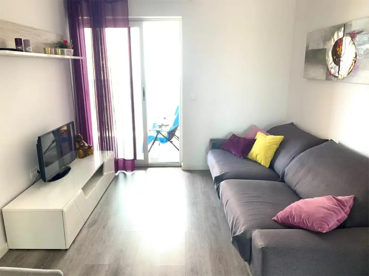 Wohnzimmer von Wohnung zur Miete in Calpe / Calp mit Klimaanlage, Schwimmbad und Balkon